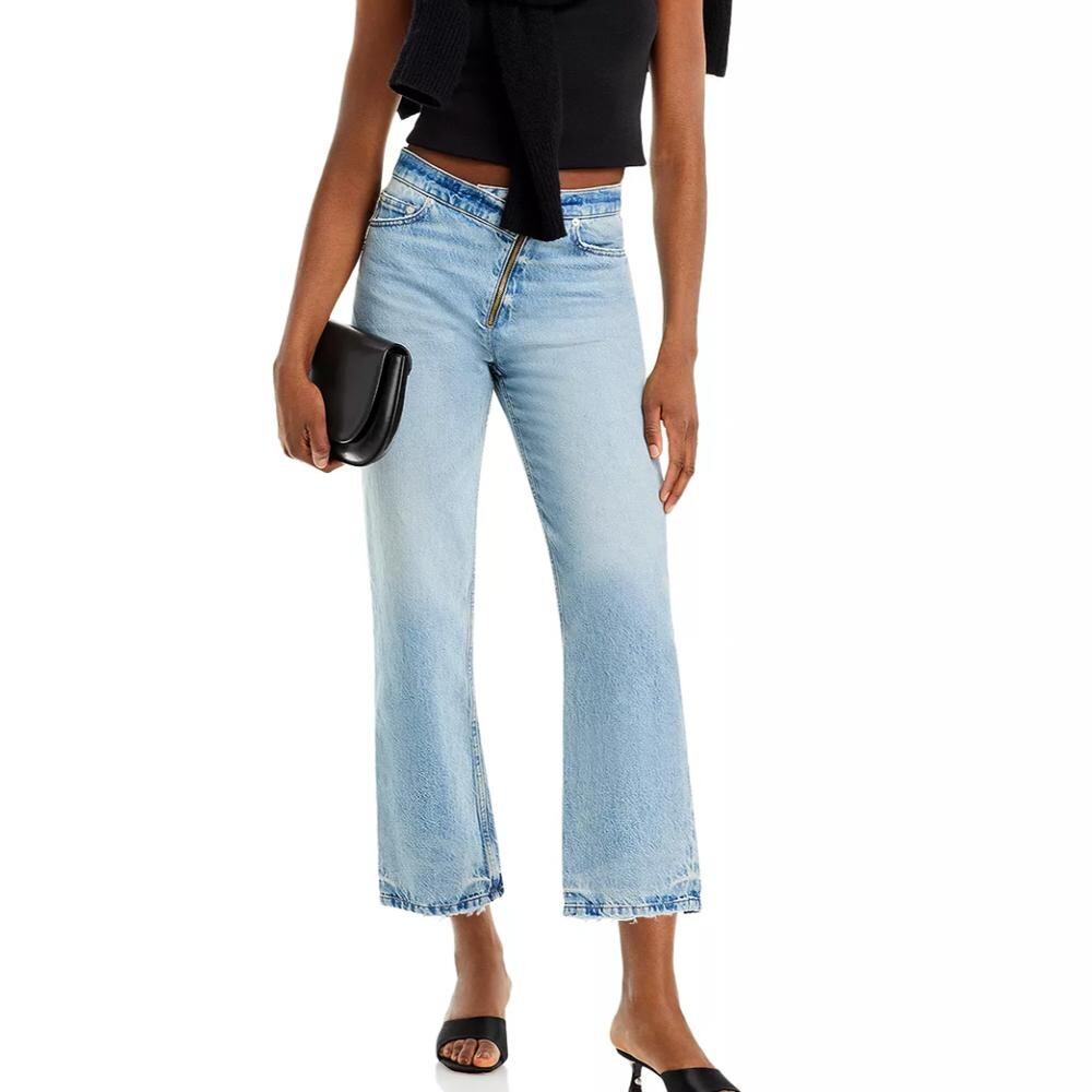 FRAME Le Jane Crop Angled Zip Jean Rhode 29 NWT Minimalist Chic Elevated Basics